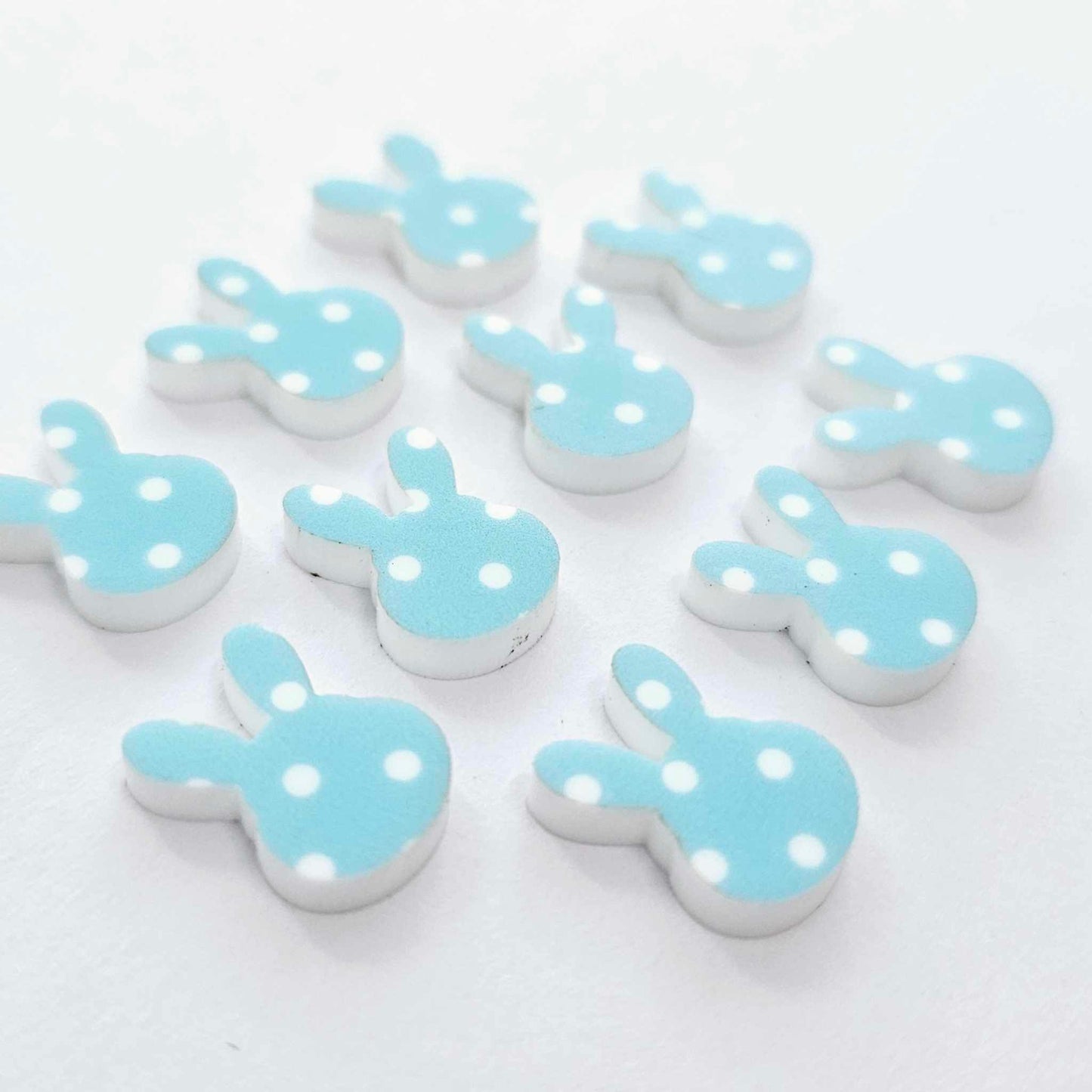 14mm BLUE POLKA DOT Acrylic MINI BUNNIES