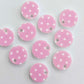 14mm  PINK POLKA DOT Acrylic Toppers/Studs