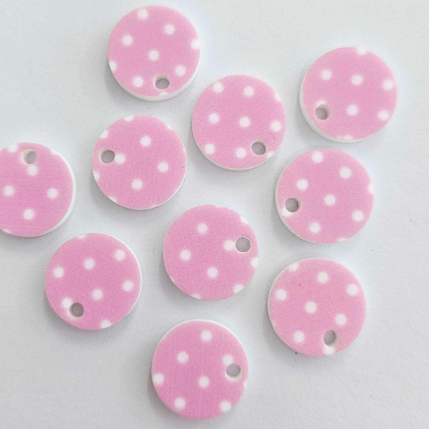 14mm  PINK POLKA DOT Acrylic Toppers/Studs