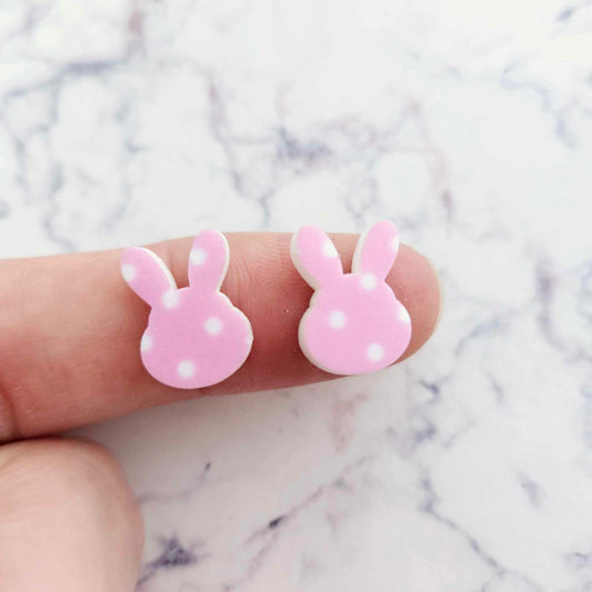 14mm PINK POLKA DOT Acrylic MINI BUNNIES