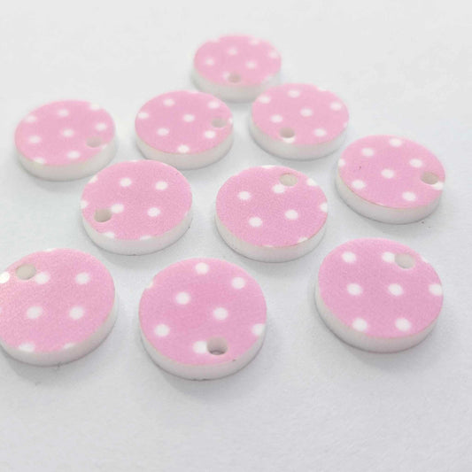 14mm  PINK POLKA DOT Acrylic Toppers/Studs