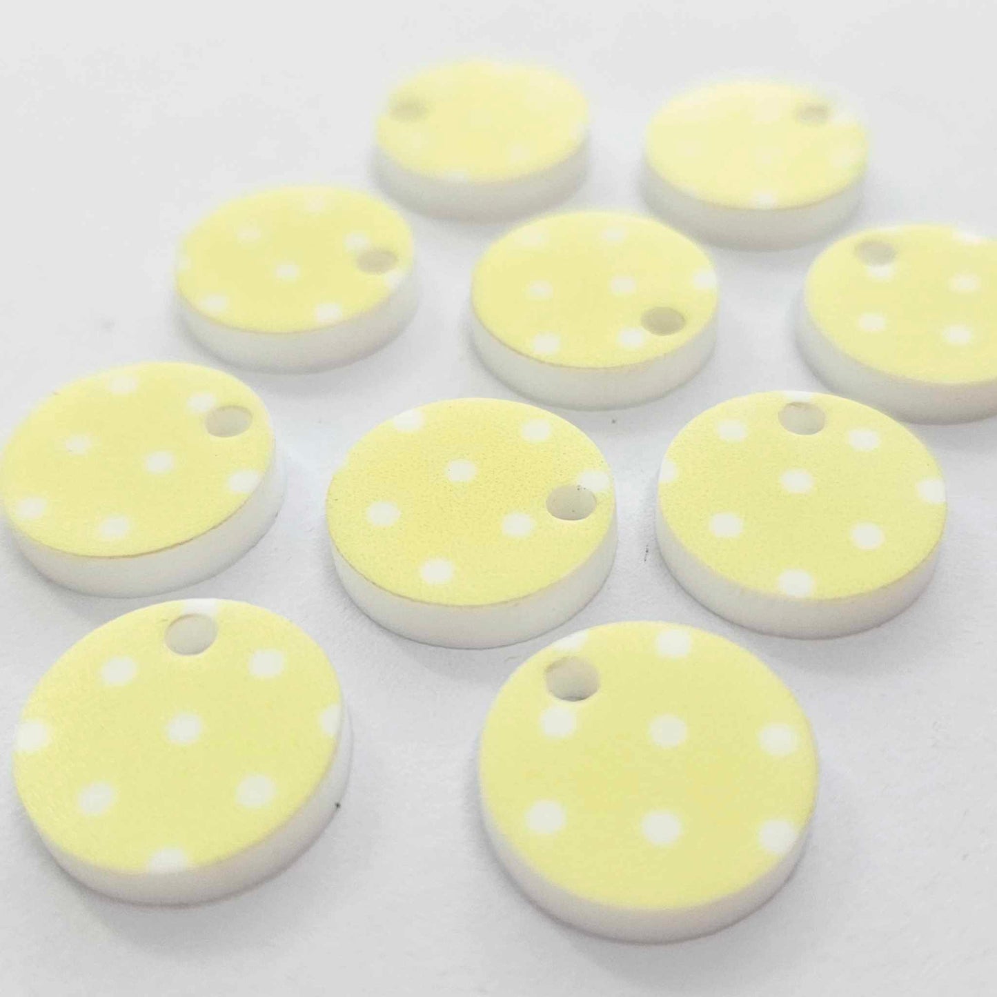 14mm YELLOW POLKA DOT Acrylic Toppers/Studs