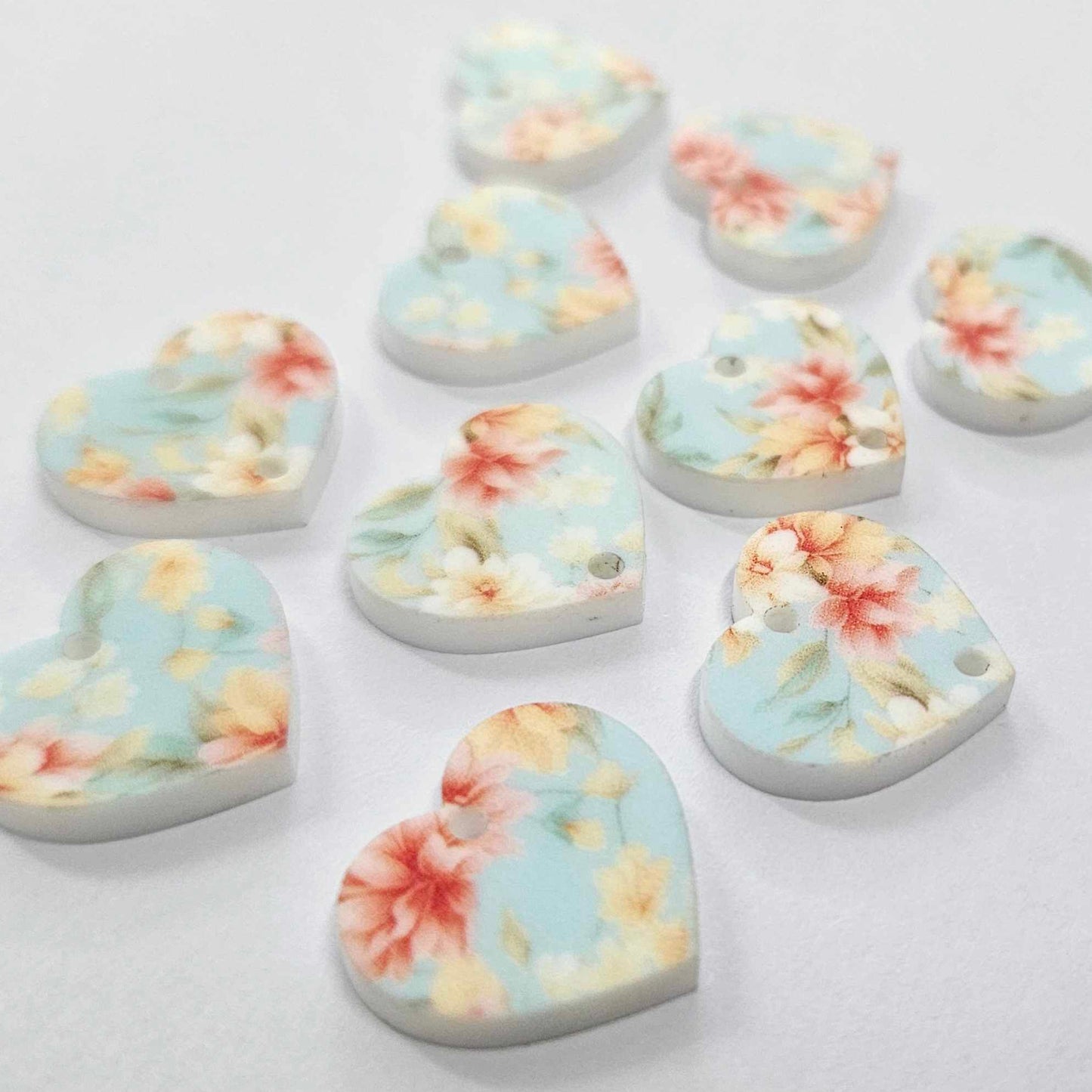 18mm FLORAL BLOOM 3 Layered HEARTS