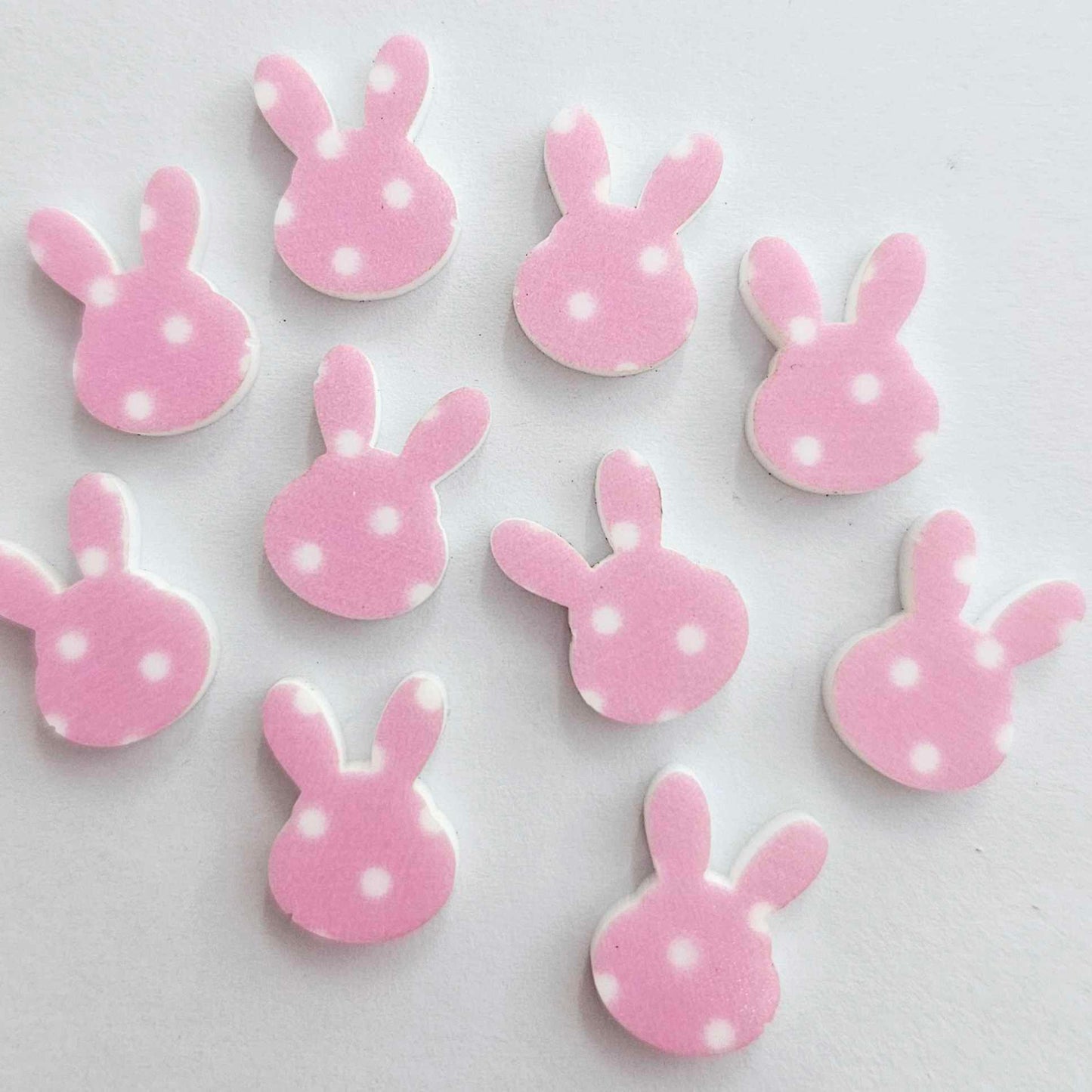 14mm PINK POLKA DOT Acrylic MINI BUNNIES