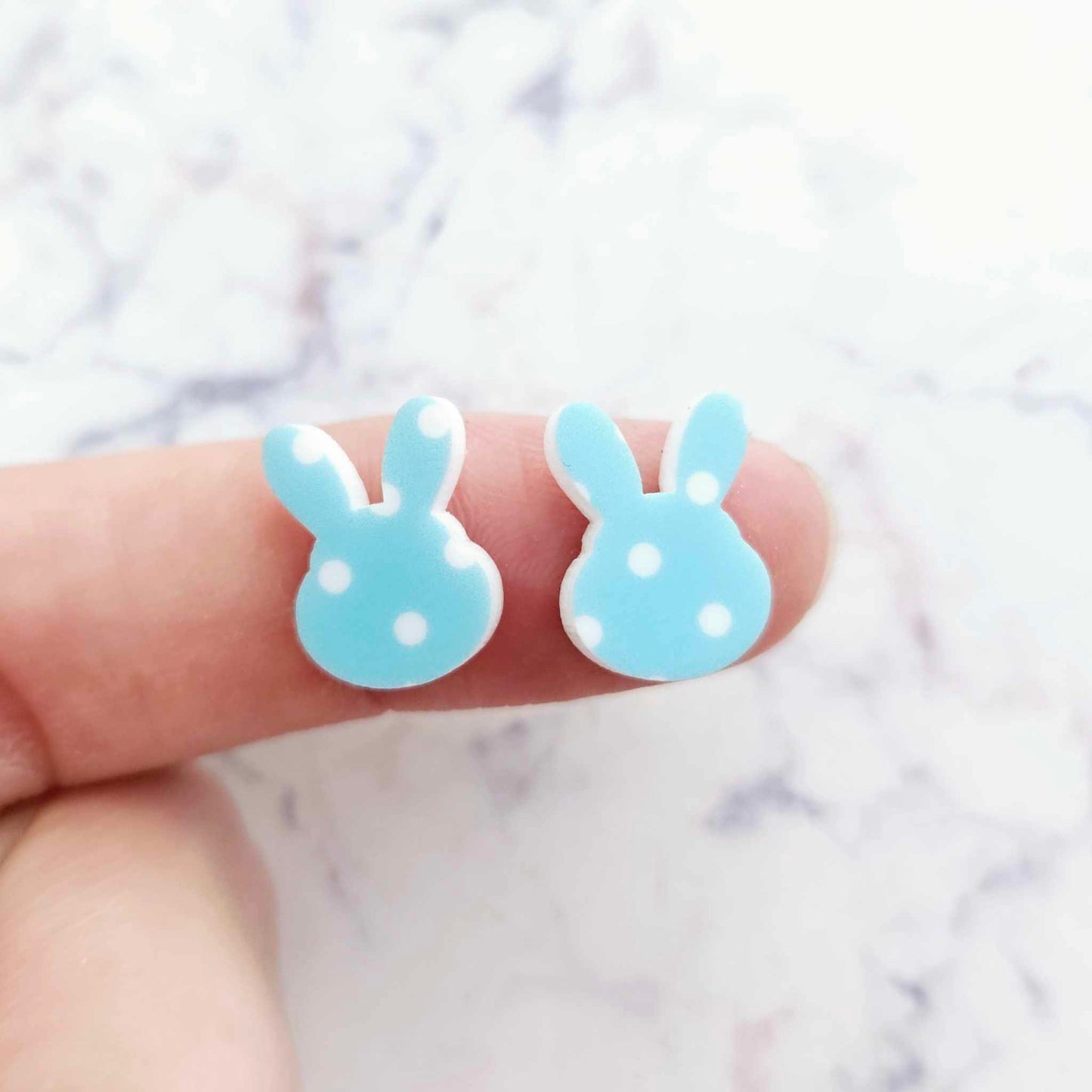 14mm BLUE POLKA DOT Acrylic MINI BUNNIES