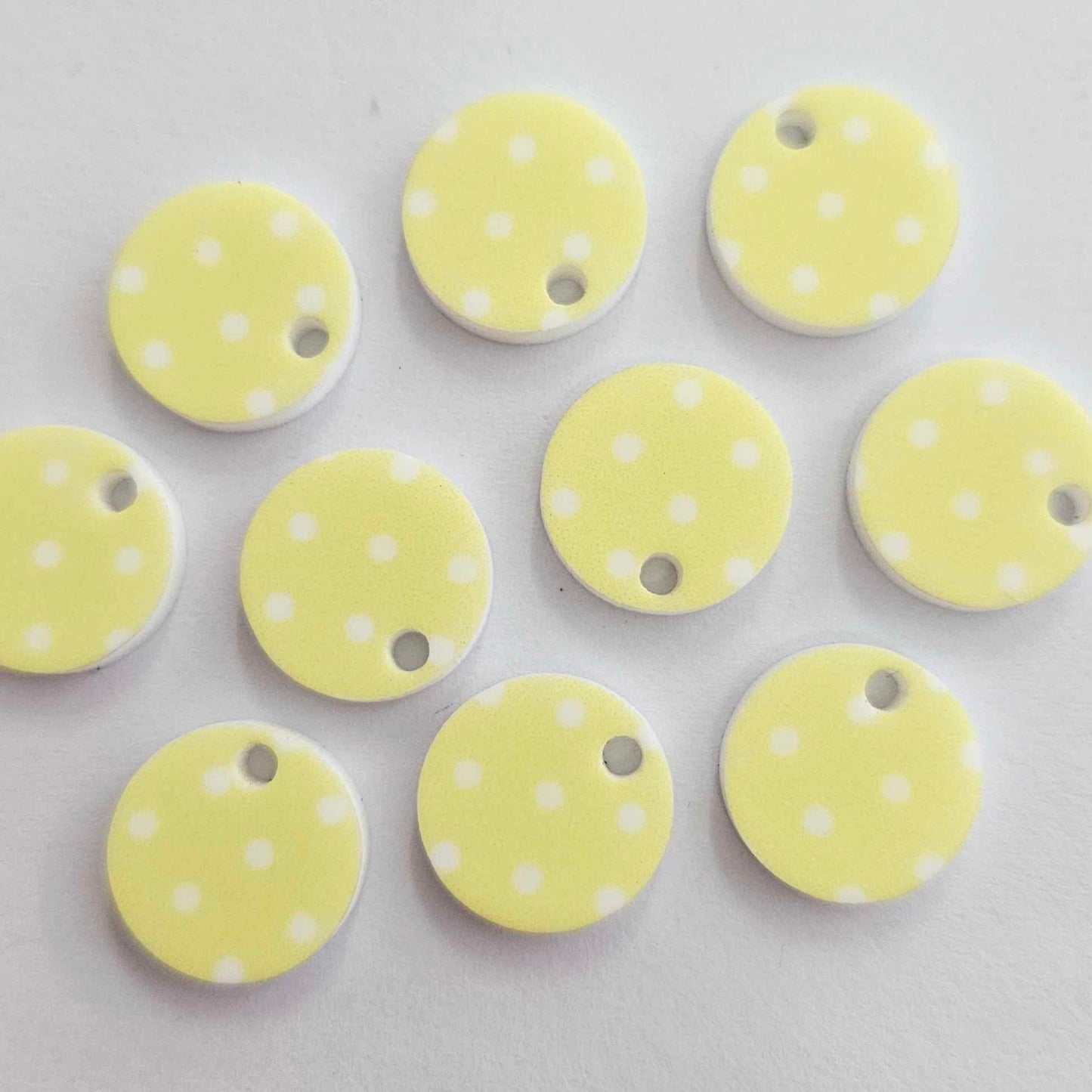 14mm YELLOW POLKA DOT Acrylic Toppers/Studs