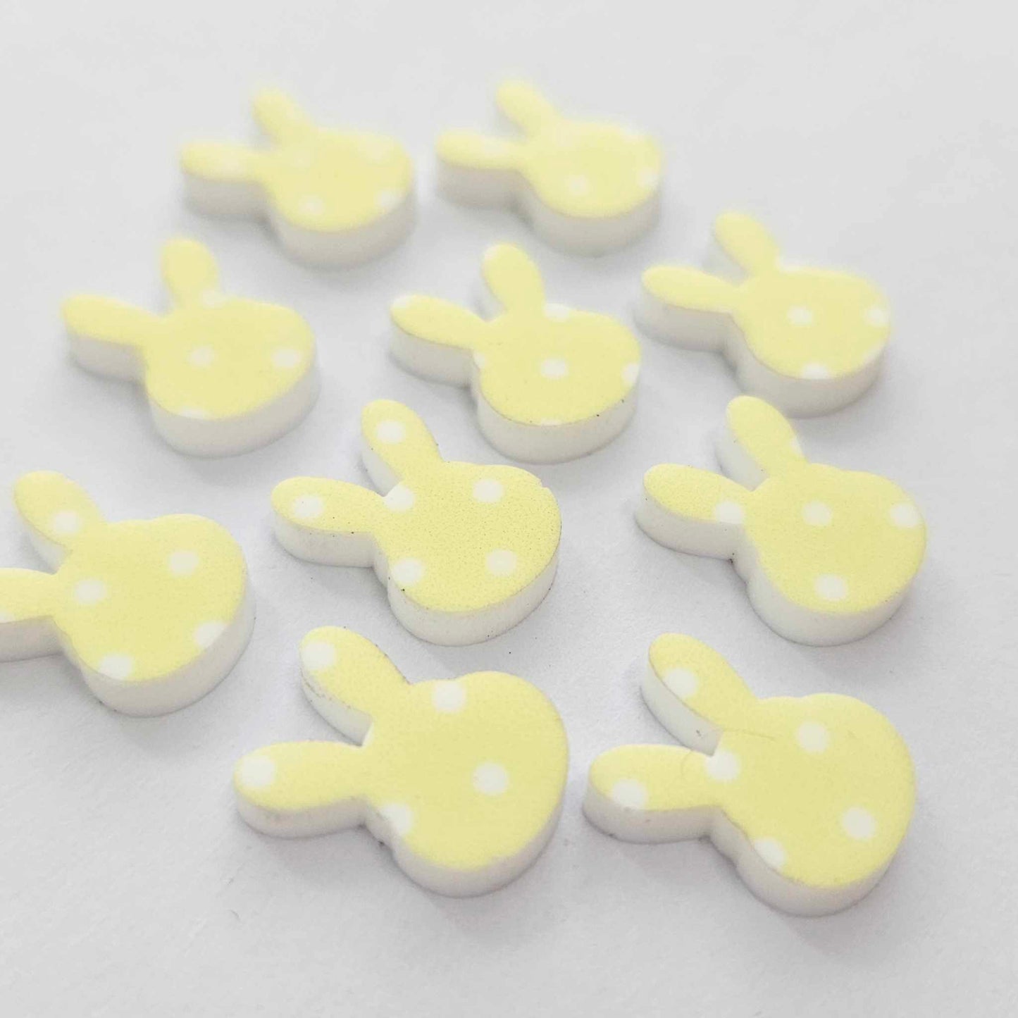 14mm YELLOW POLKA DOT Acrylic MINI BUNNIES