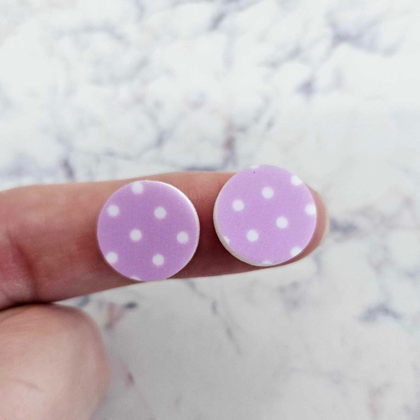 14mm PURPLE POLKA DOT Acrylic Toppers/Studs