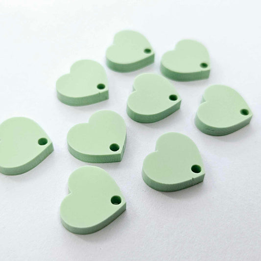 14mm PASTEL MINT Acrylic HEART Toppers/Studs