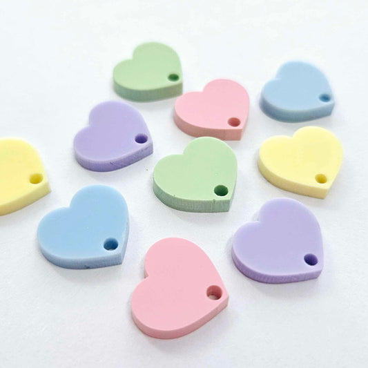 14mm PASTEL Acrylic HEART Toppers/Studs MIXED PACK