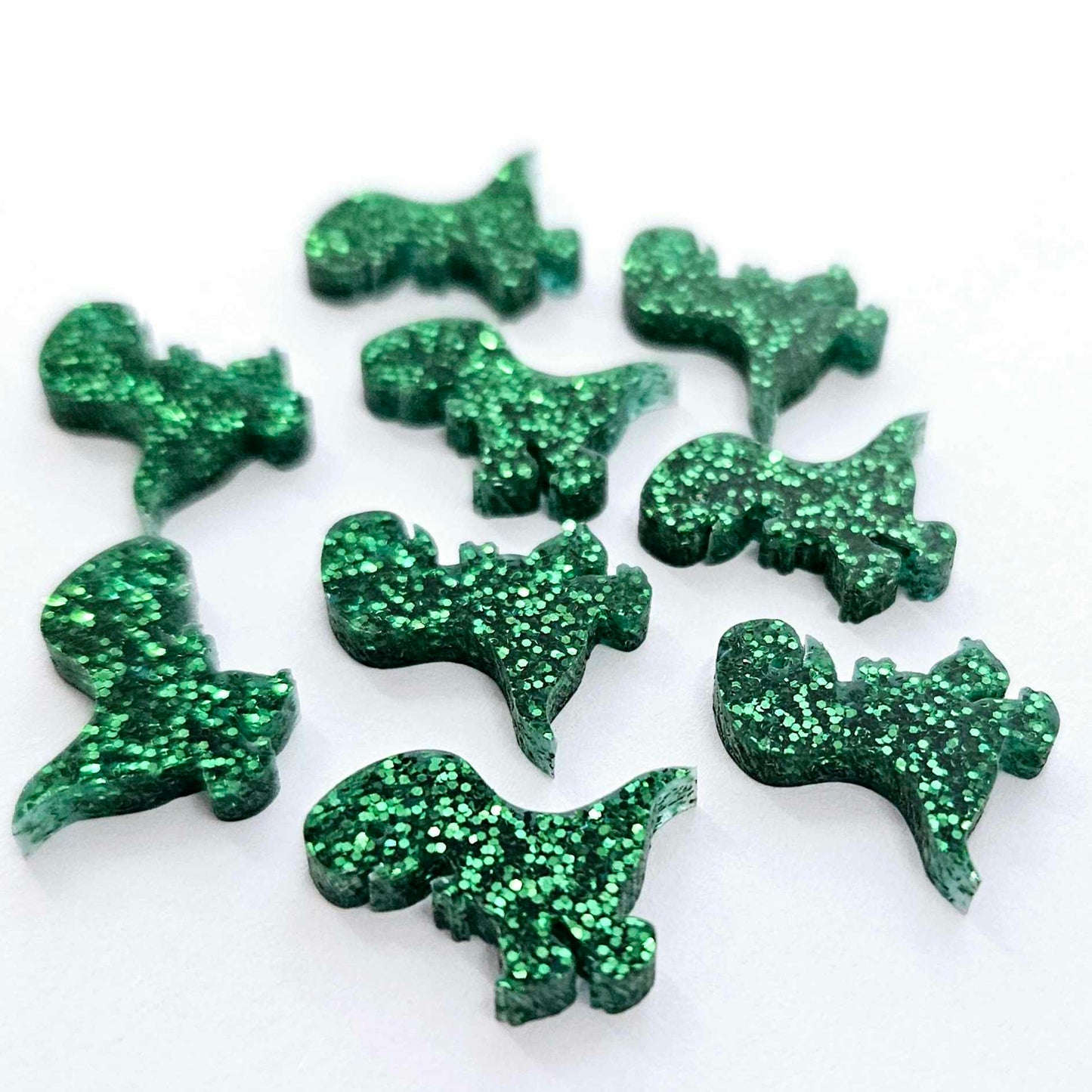 17mm FOREST GREEN GLITTER Acrylic T-REX