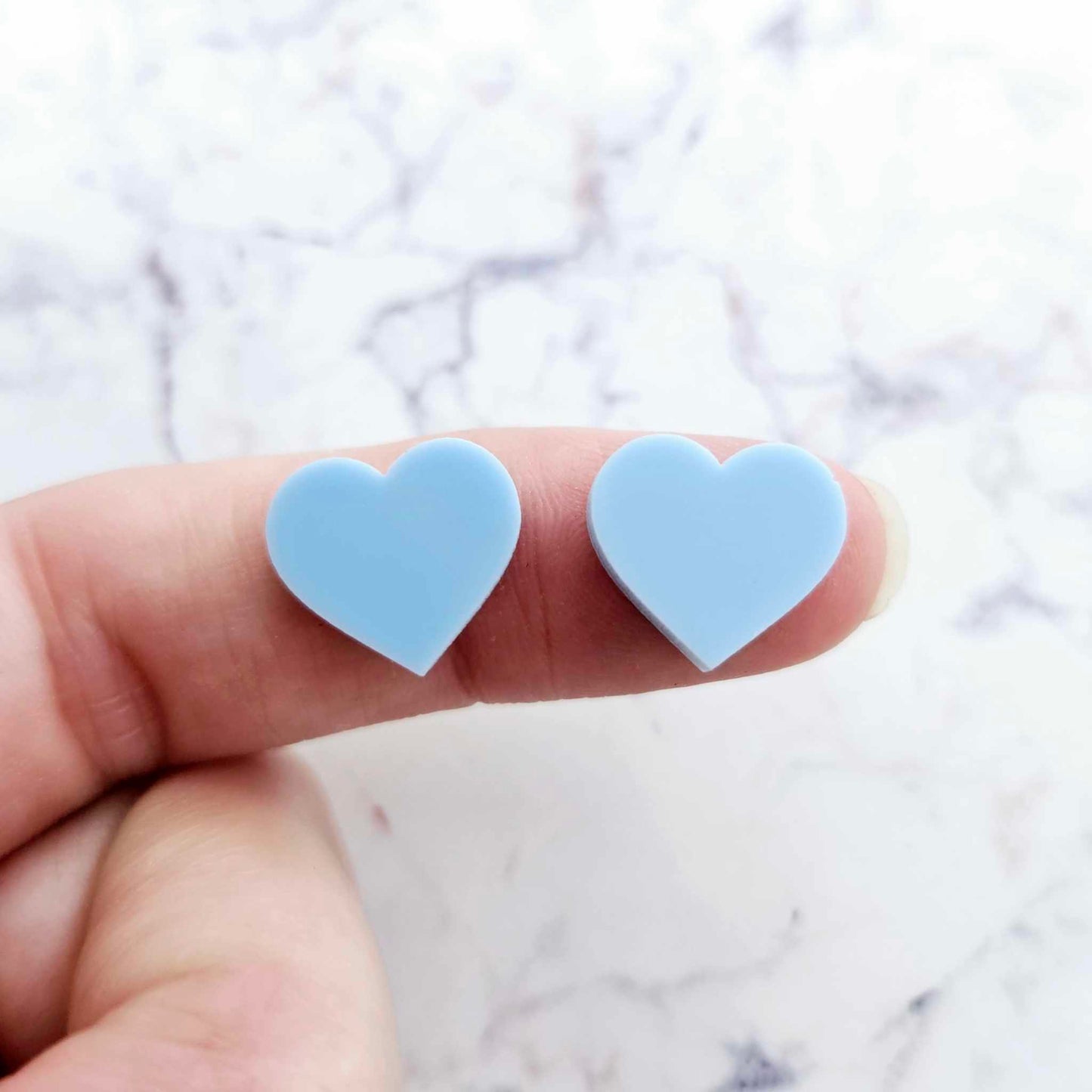 14mm PASTEL BLUE Acrylic HEART Toppers/Studs