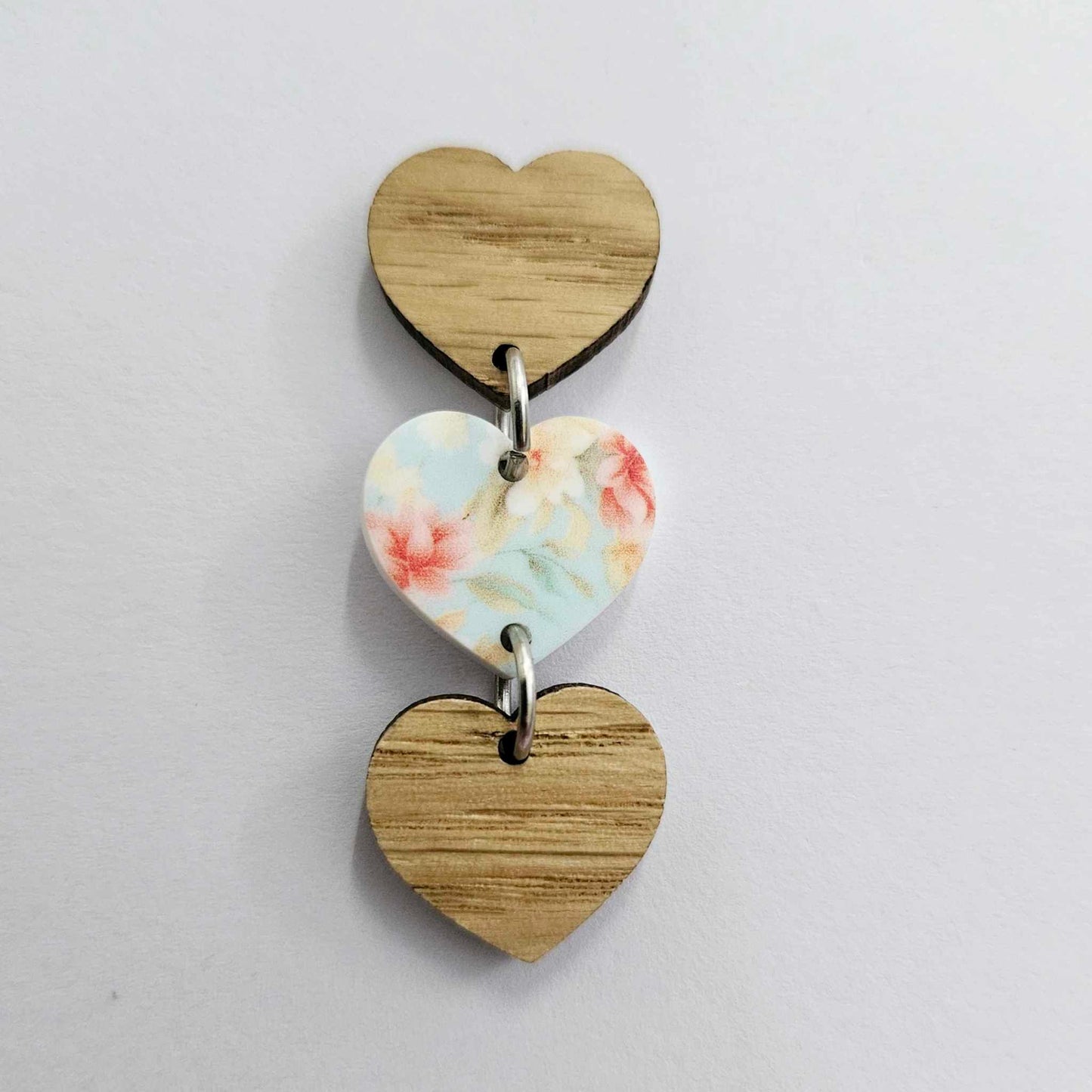 18mm FLORAL BLOOM 3 Layered HEARTS