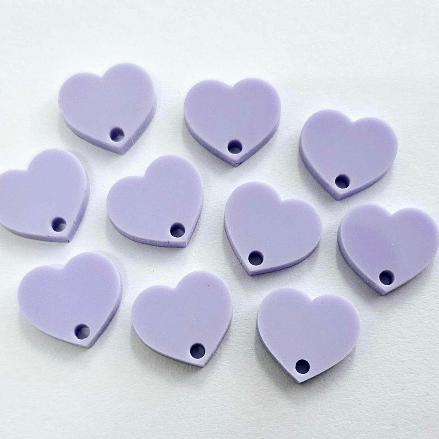 14mm PASTEL PURPLE Acrylic HEART Toppers/Studs