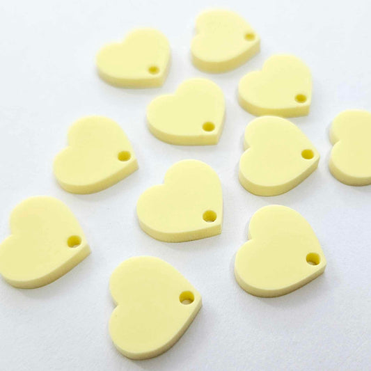 14mm PASTEL YELLOW Acrylic HEART Toppers/Studs