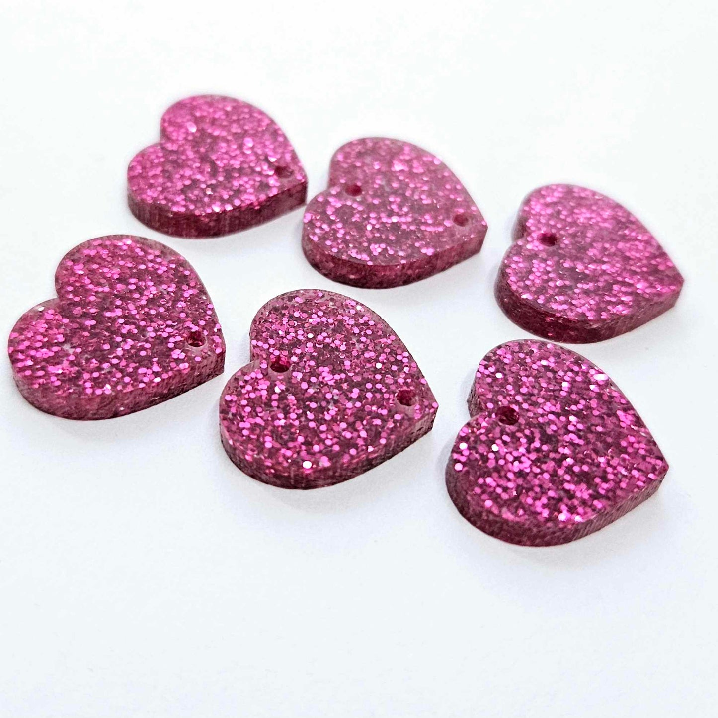 18mm HOT PINK GLITTER 3 LAYERED Acrylic Hearts