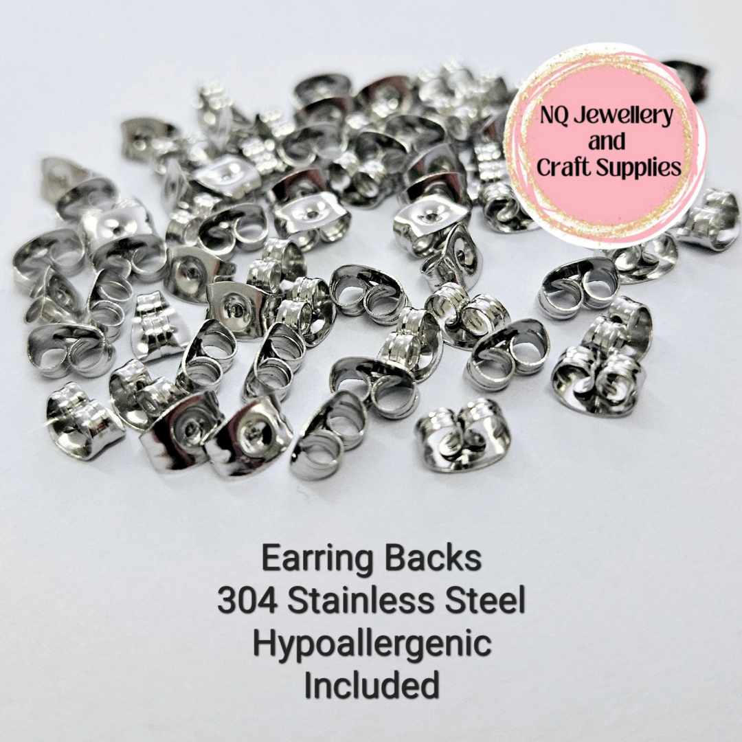 4mm/6mm/8mm/10mm - Hypoallergenic 304 Stainless Steel EARRING POSTS, with Backs included