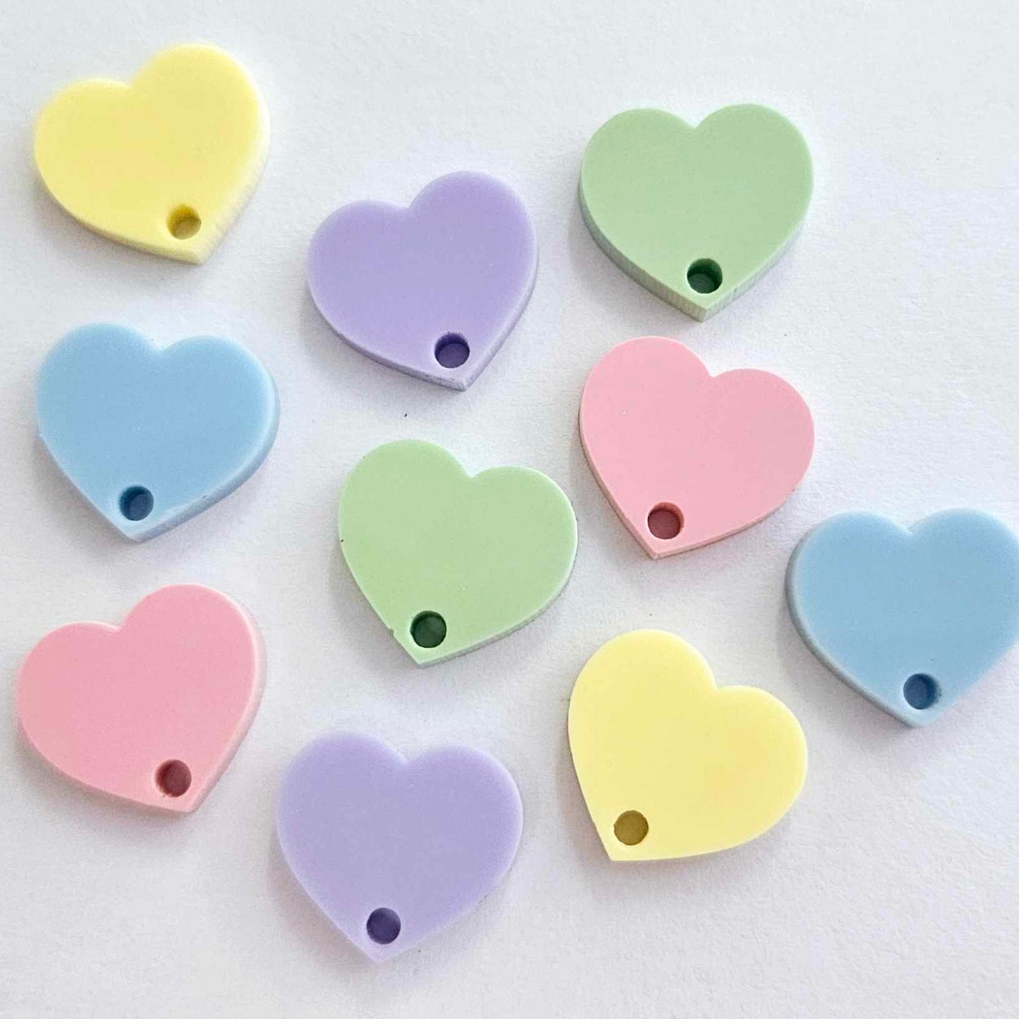 14mm PASTEL Acrylic HEART Toppers/Studs MIXED PACK