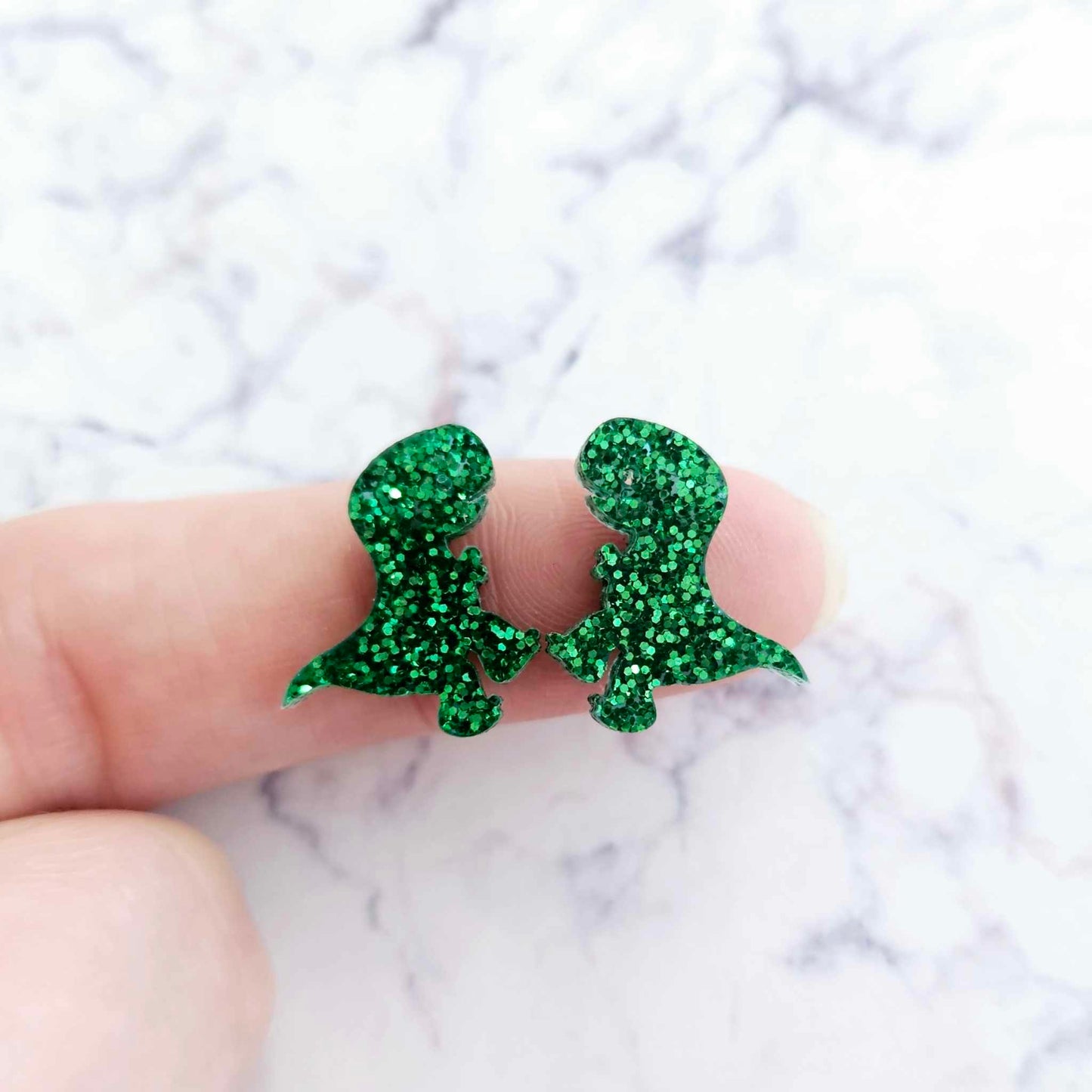 17mm FOREST GREEN GLITTER Acrylic T-REX