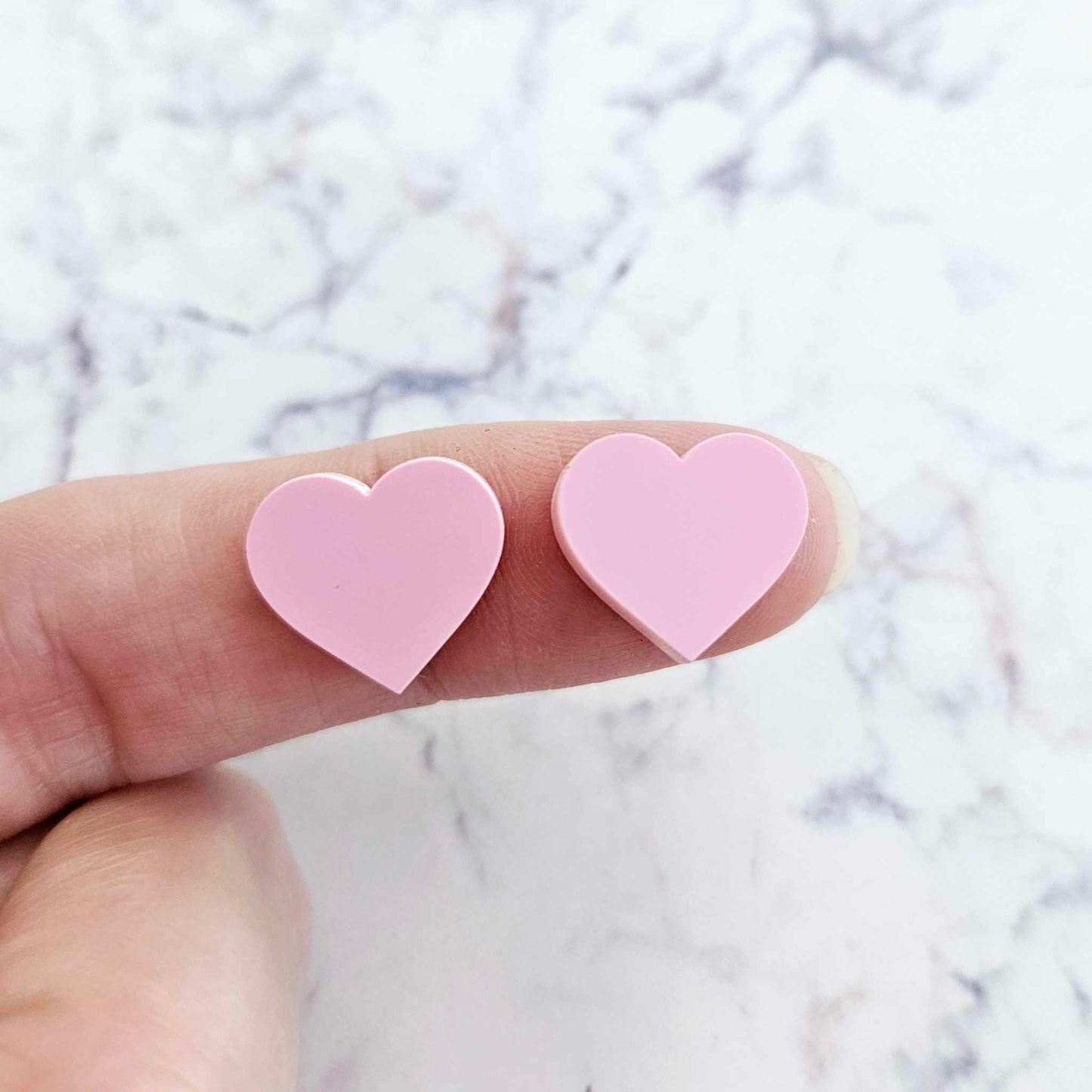 14mm PASTEL PINK Acrylic HEART Toppers/Studs