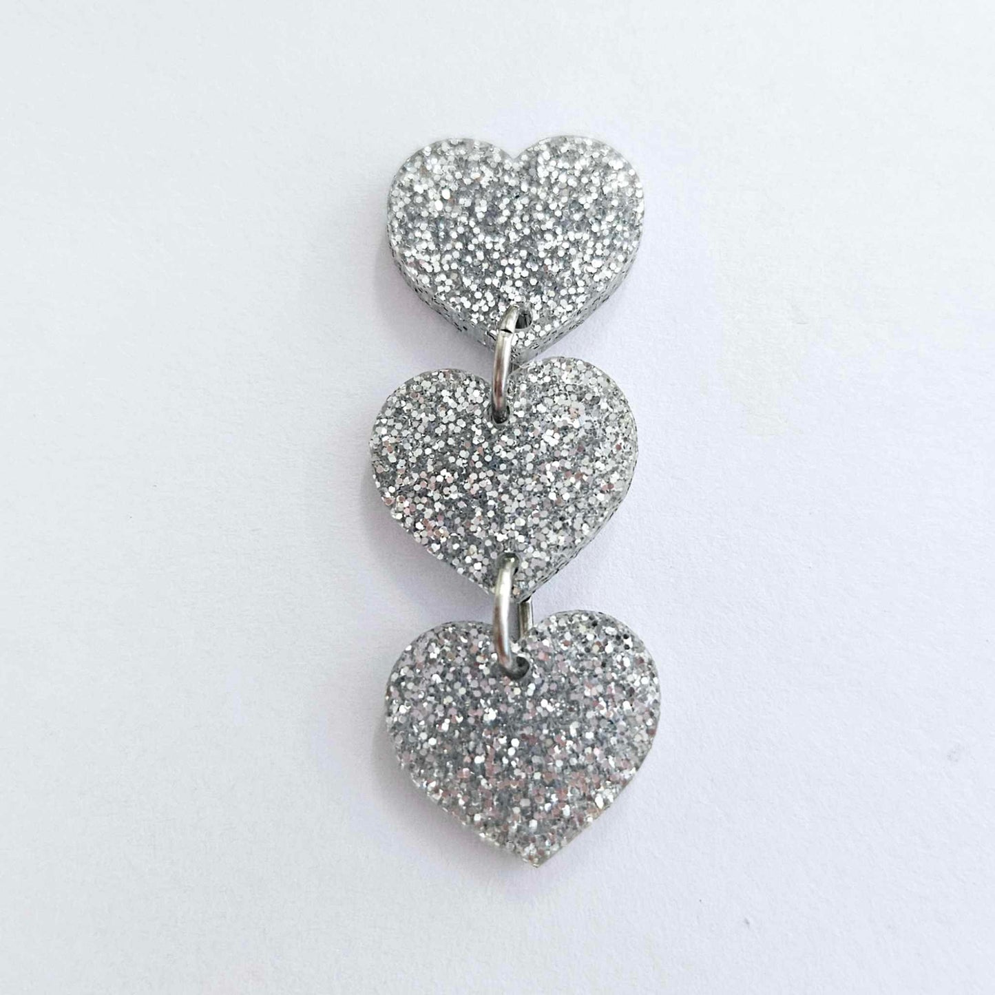 18mm SILVER GLITTER 3 LAYERED Acrylic Hearts