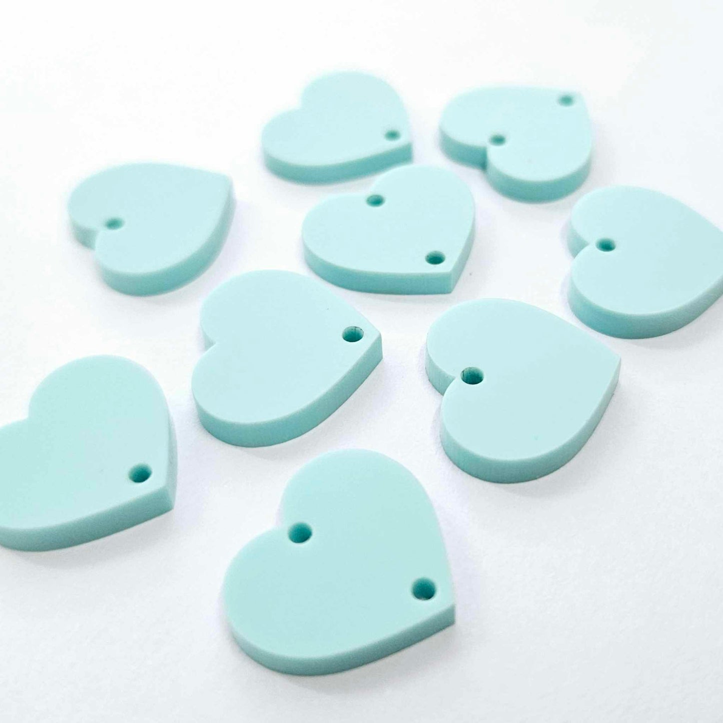 18mm Pastel TURQUOISE (Aqua) 3 Layered HEARTS