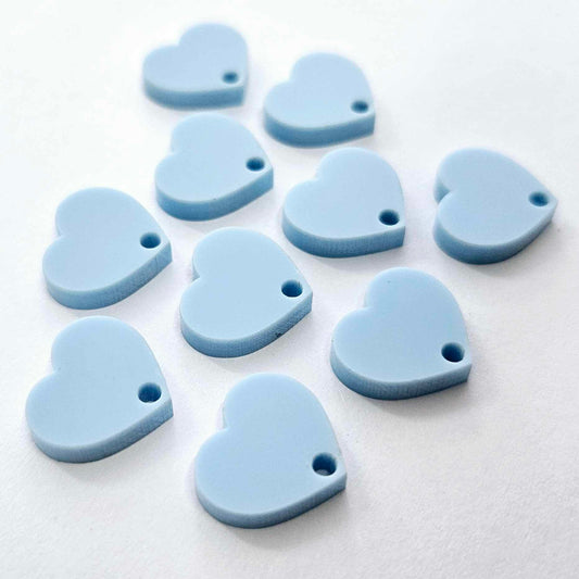 14mm PASTEL BLUE Acrylic HEART Toppers/Studs