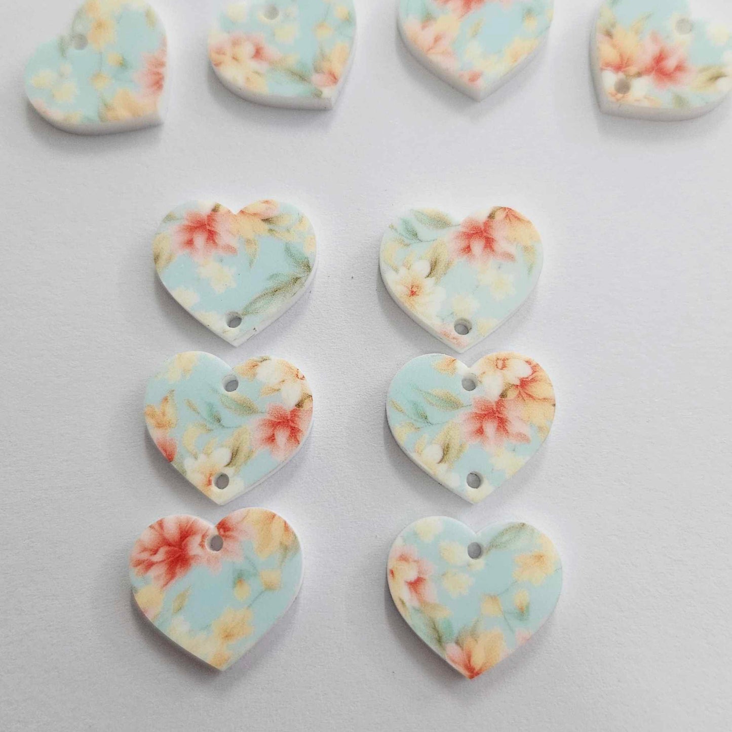 18mm FLORAL BLOOM 3 Layered HEARTS