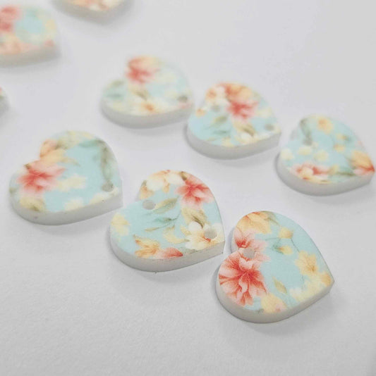 18mm FLORAL BLOOM 3 Layered HEARTS