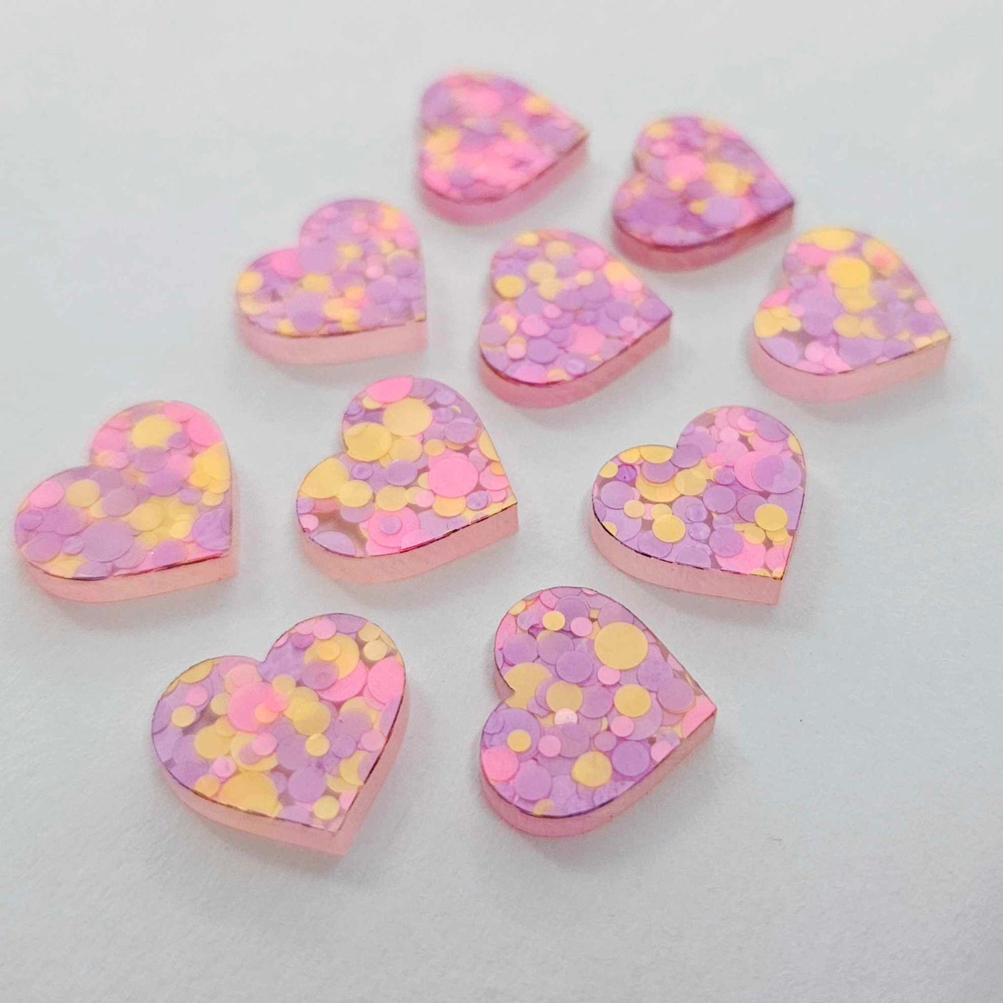 14mm FLUORESCENT CONFETTI Acrylic HEARTS