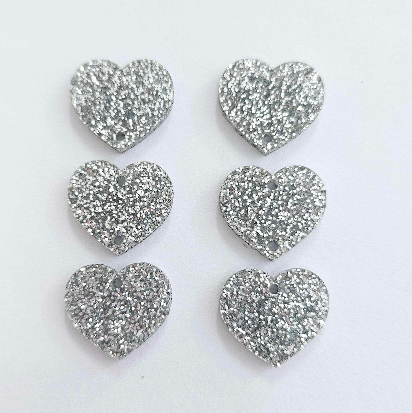 18mm SILVER GLITTER 3 LAYERED Acrylic Hearts