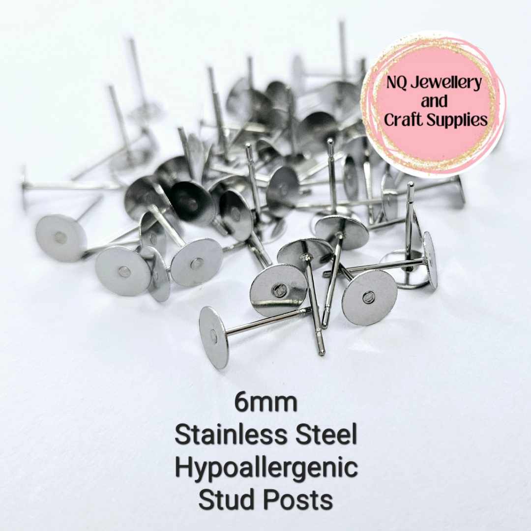 4mm/6mm/8mm/10mm - Hypoallergenic 304 Stainless Steel EARRING POSTS, with Backs included