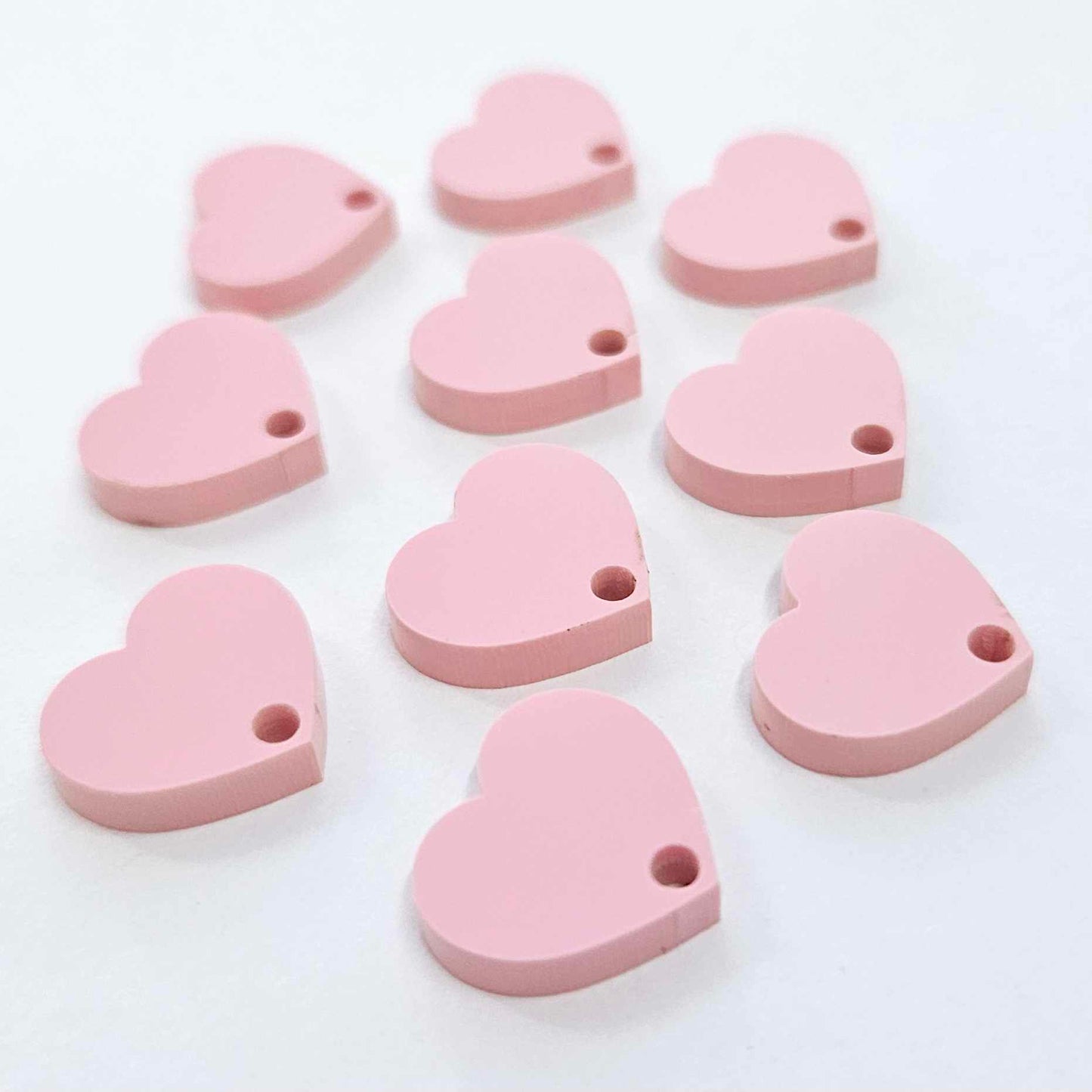 14mm PASTEL PINK Acrylic HEART Toppers/Studs