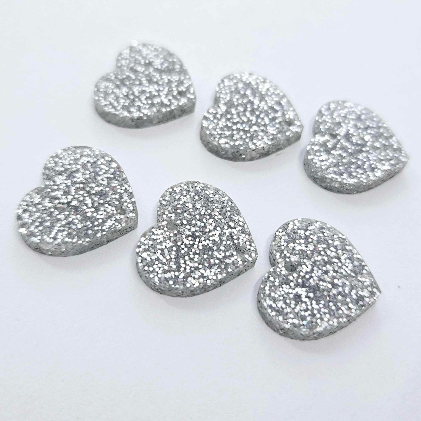 18mm SILVER GLITTER 3 LAYERED Acrylic Hearts