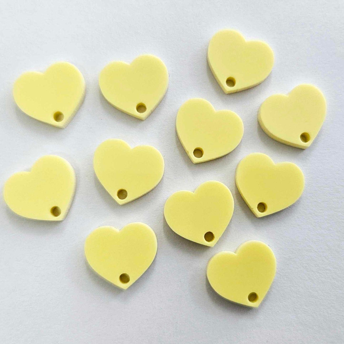 14mm PASTEL YELLOW Acrylic HEART Toppers/Studs