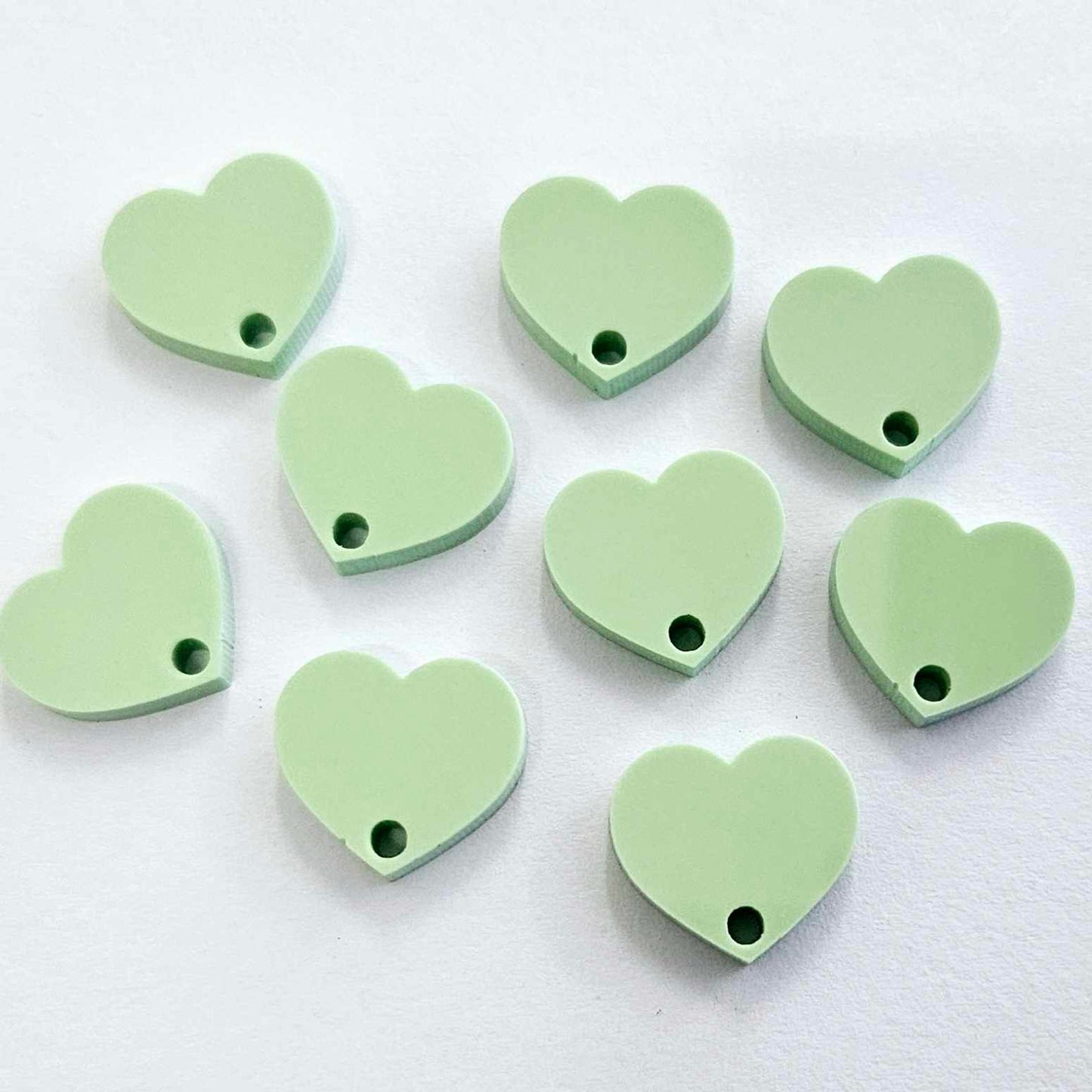 14mm PASTEL MINT Acrylic HEART Toppers/Studs