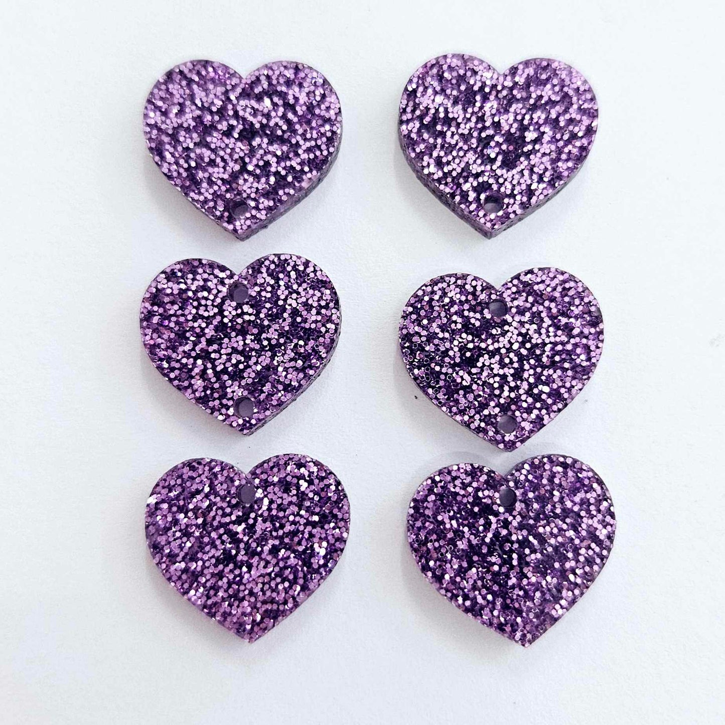 18mm PURPLE GLITTER 3 LAYERED Acrylic Hearts