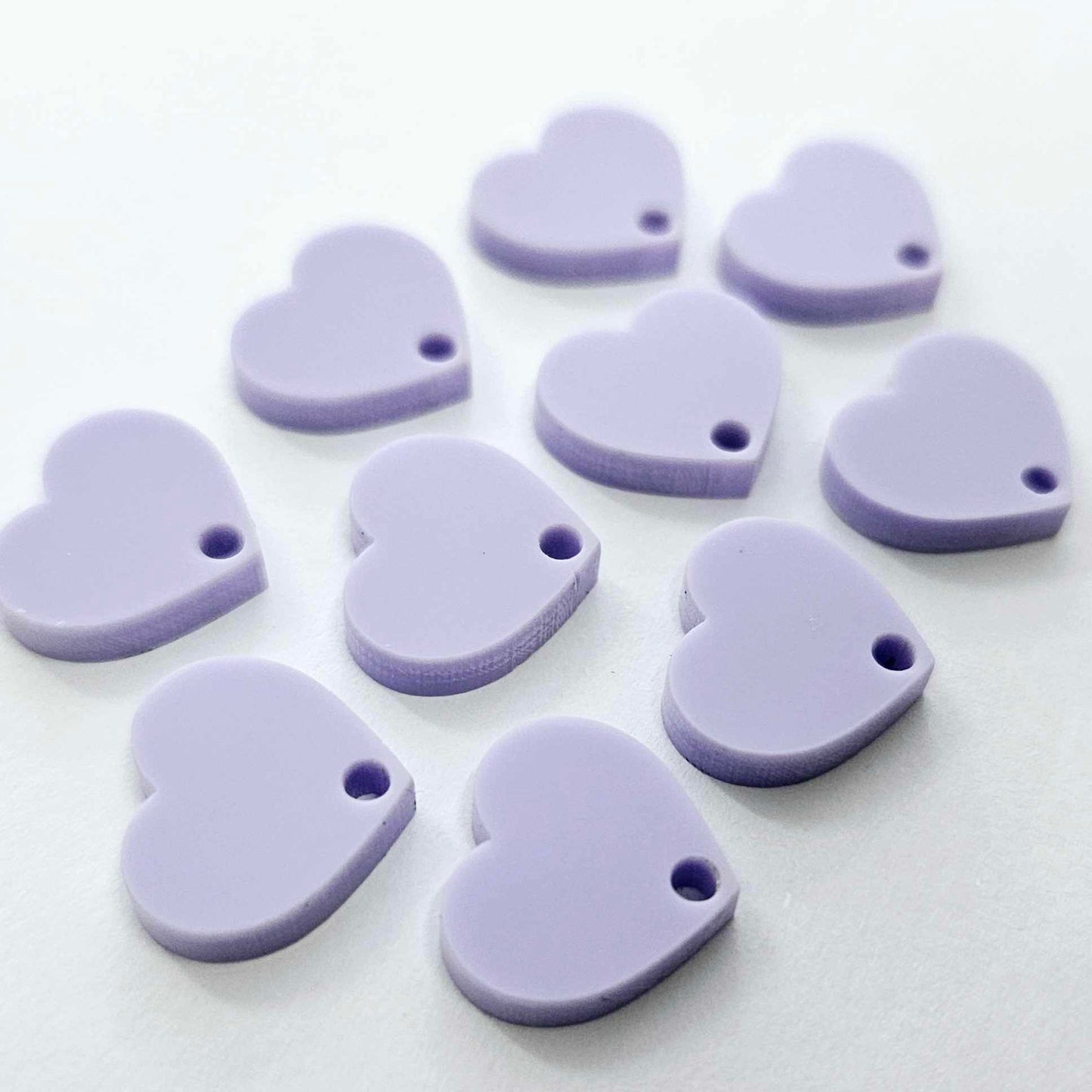 14mm PASTEL PURPLE Acrylic HEART Toppers/Studs