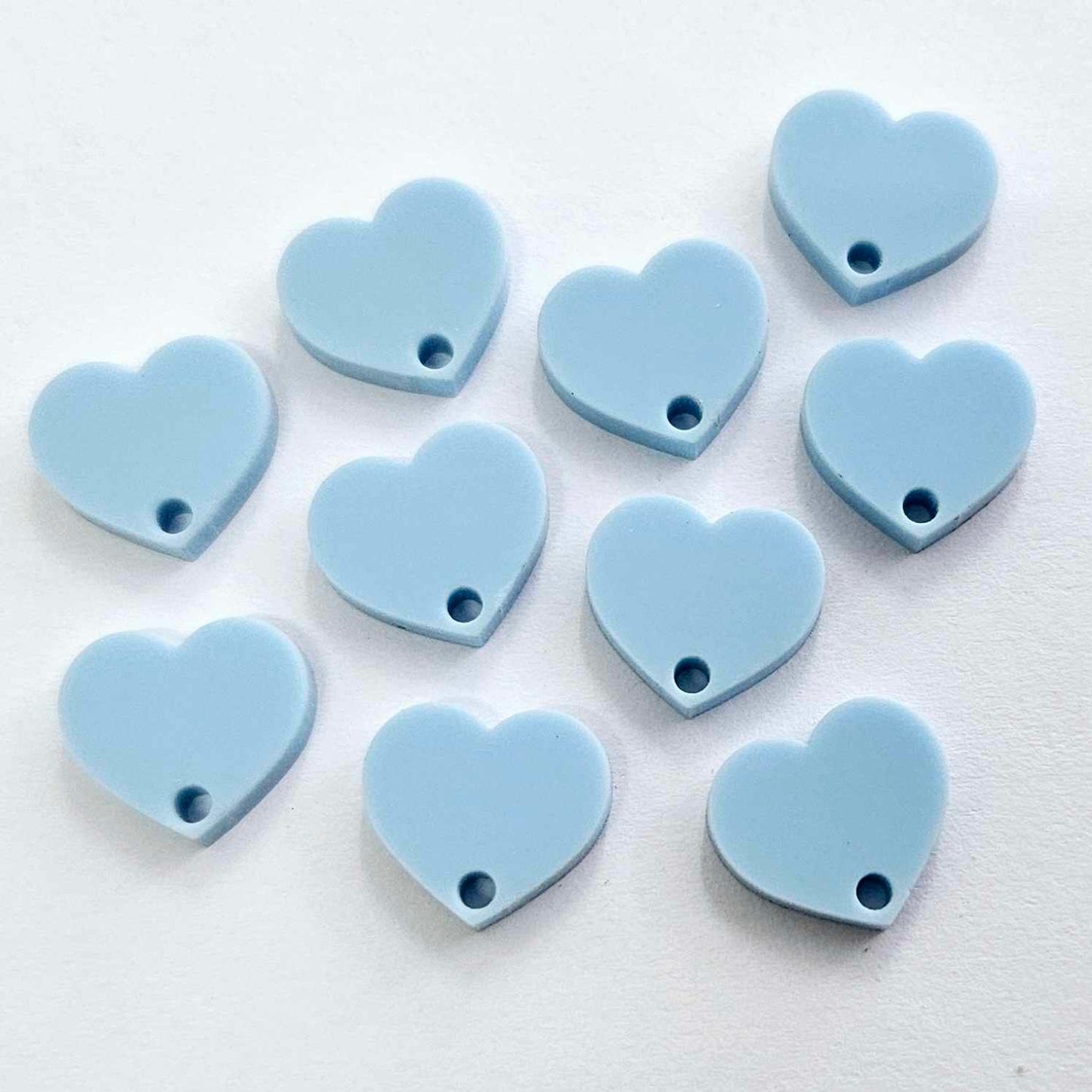 14mm PASTEL BLUE Acrylic HEART Toppers/Studs