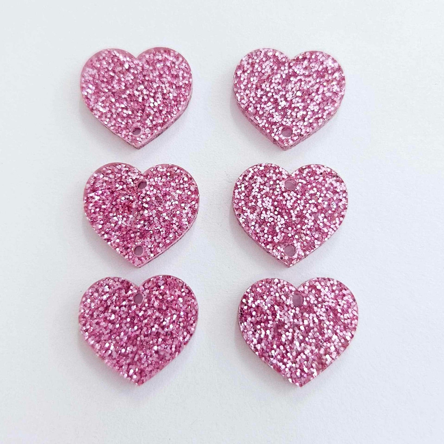 18mm PINK GLITTER 3 LAYERED Acrylic Hearts