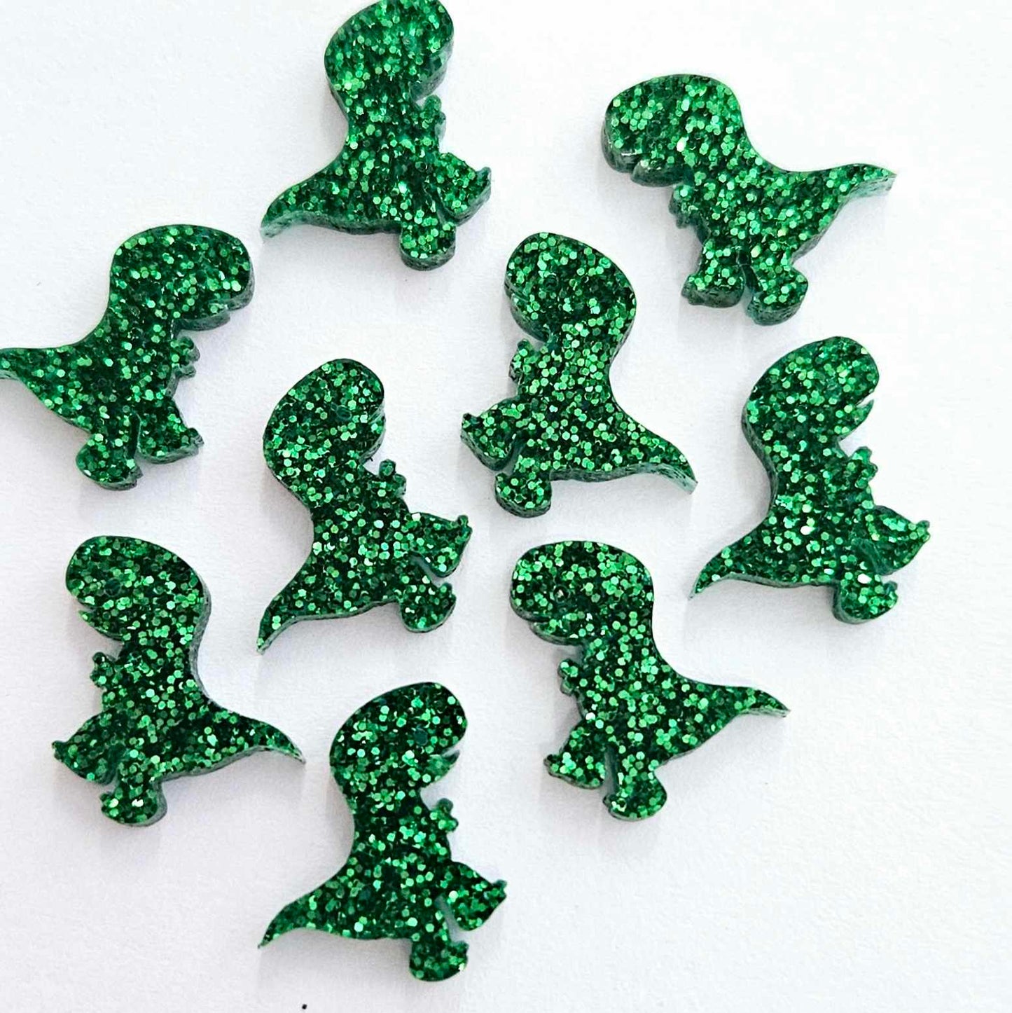 17mm FOREST GREEN GLITTER Acrylic T-REX