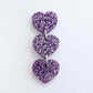 18mm PURPLE GLITTER 3 LAYERED Acrylic Hearts