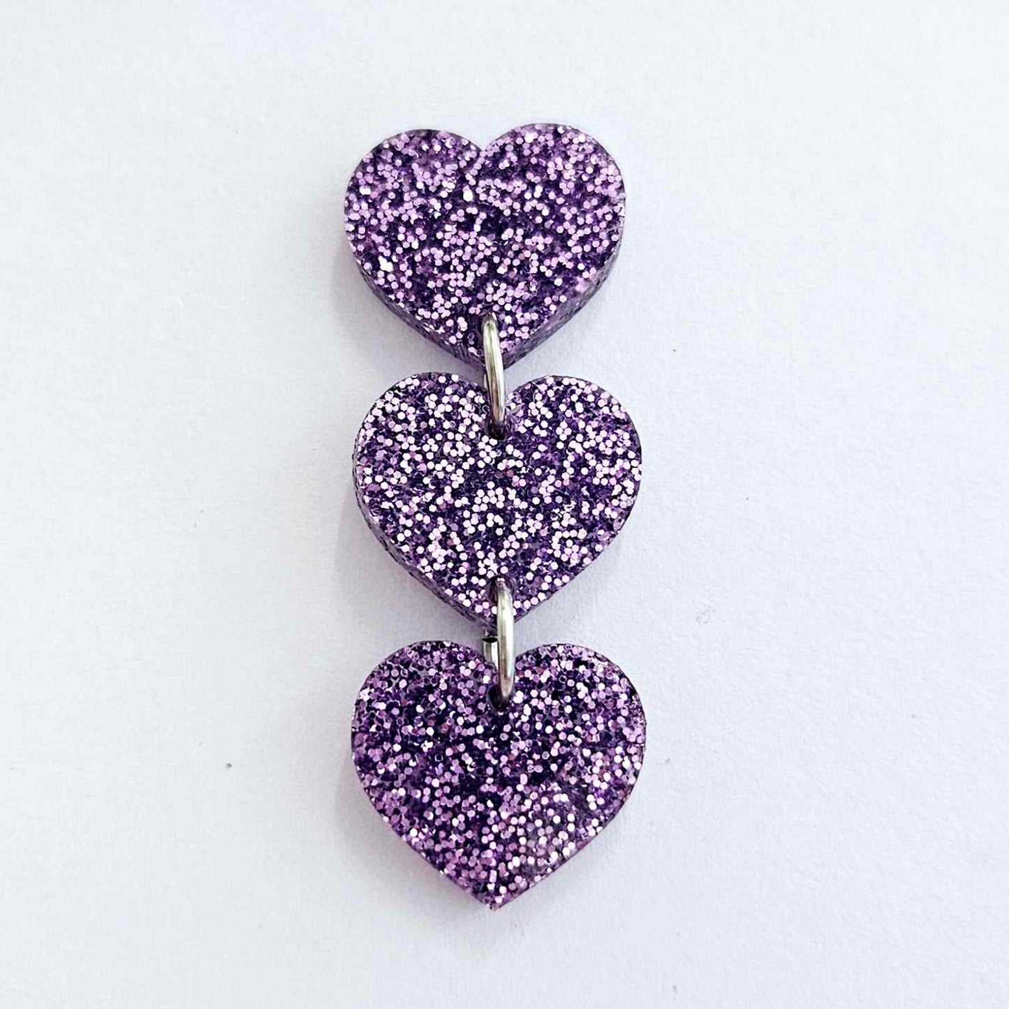 18mm PURPLE GLITTER 3 LAYERED Acrylic Hearts