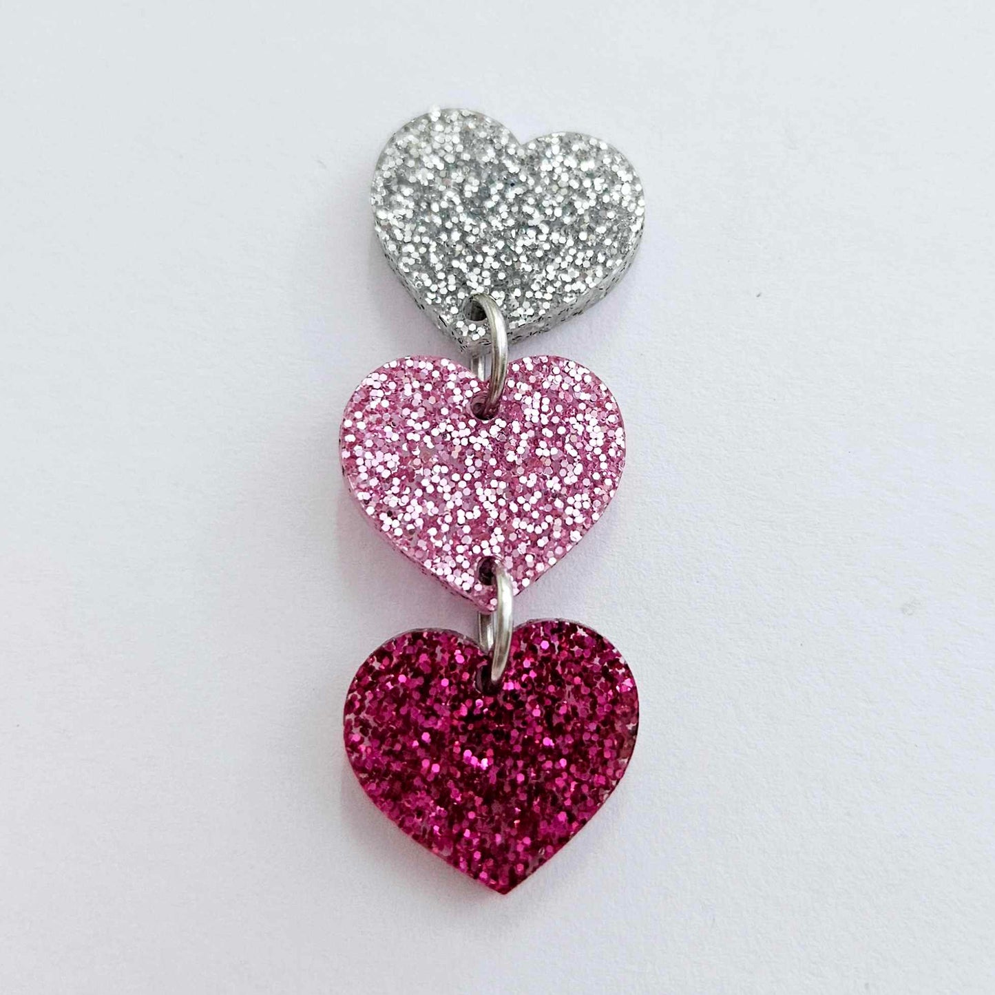 18mm SILVER GLITTER 3 LAYERED Acrylic Hearts