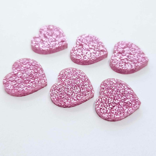 18mm PINK GLITTER 3 LAYERED Acrylic Hearts