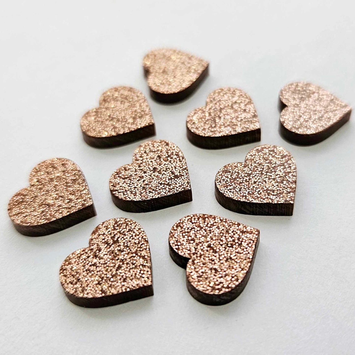 14mm COPPER GLITTER Acrylic HEARTS<br>