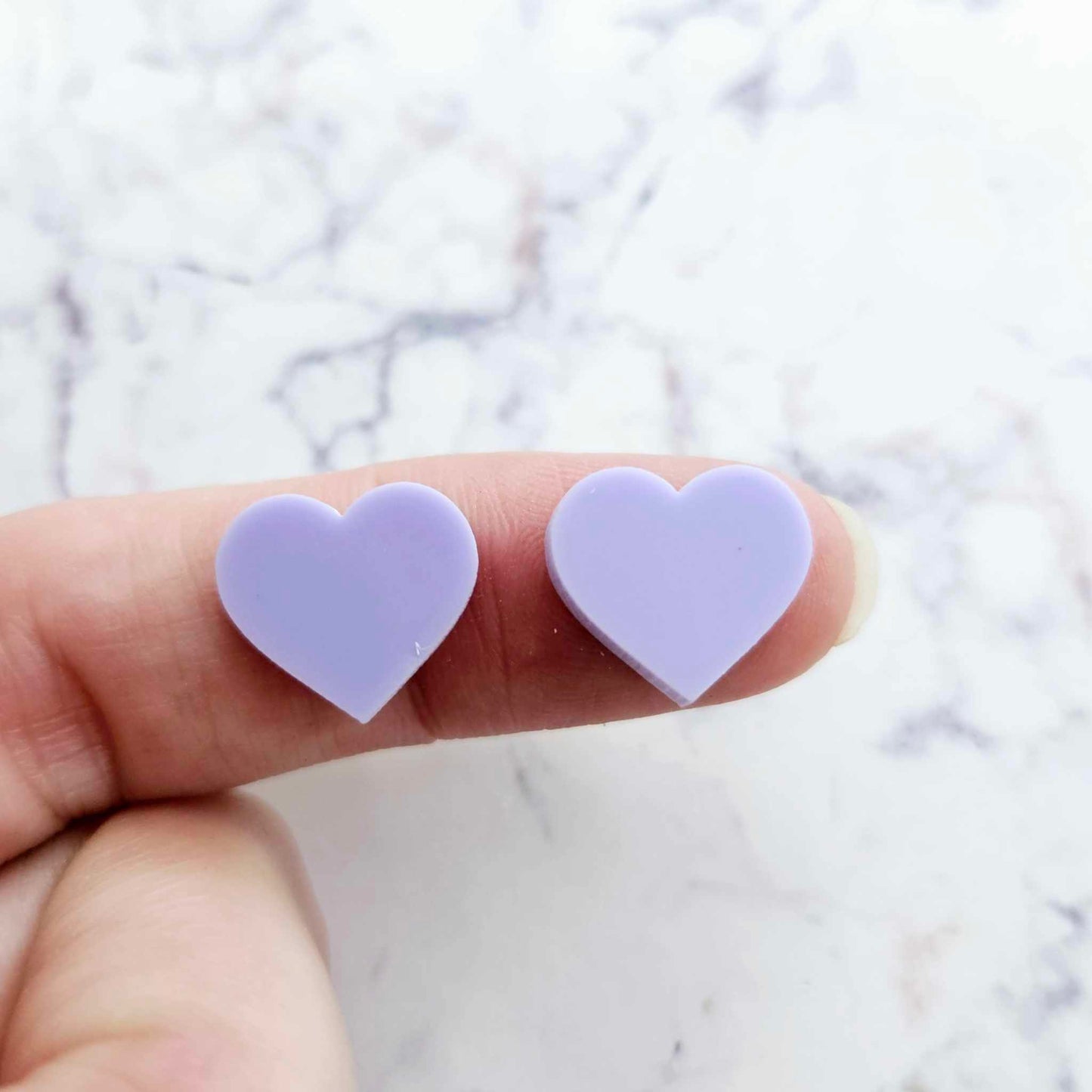 14mm PASTEL PURPLE Acrylic HEART Toppers/Studs