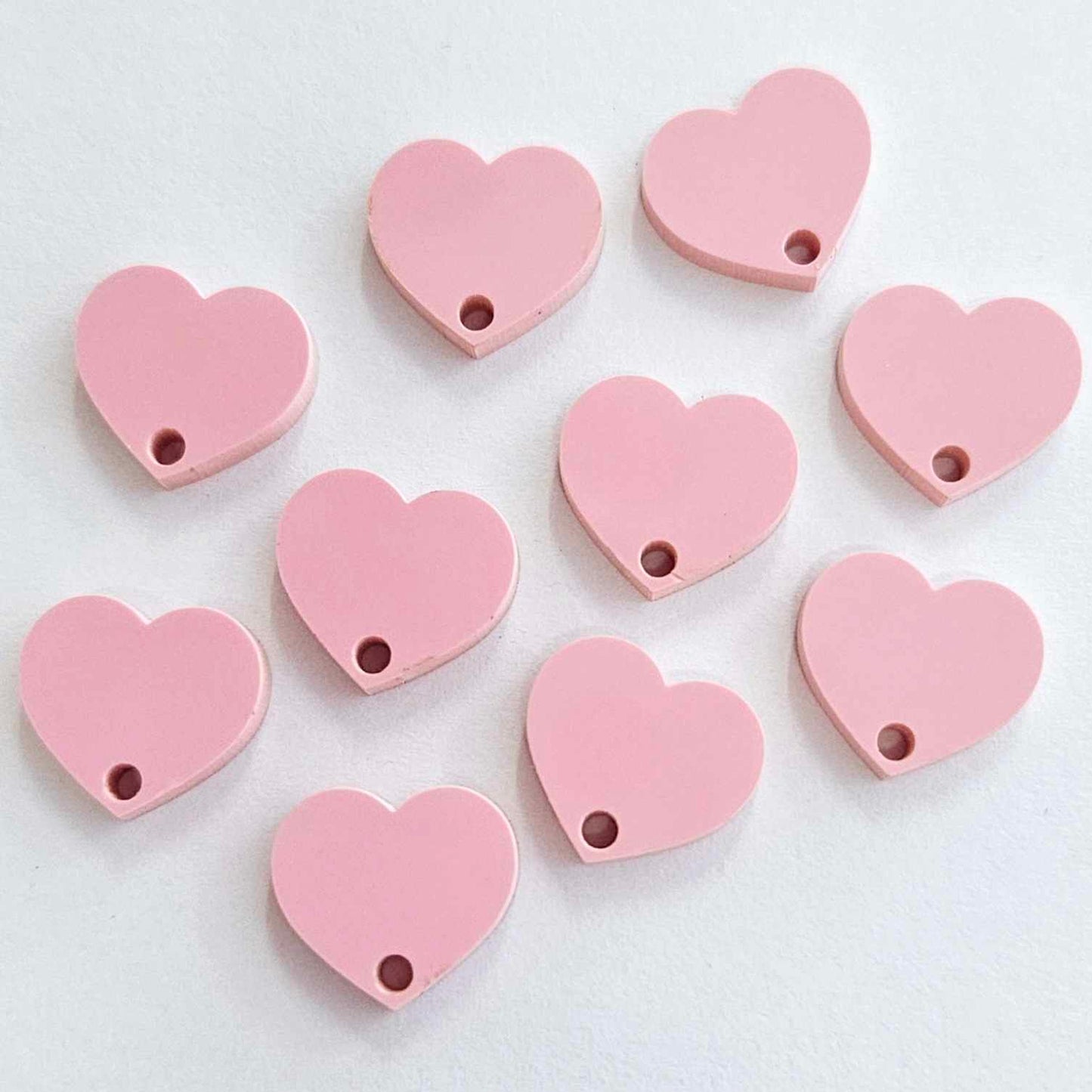 14mm PASTEL PINK Acrylic HEART Toppers/Studs