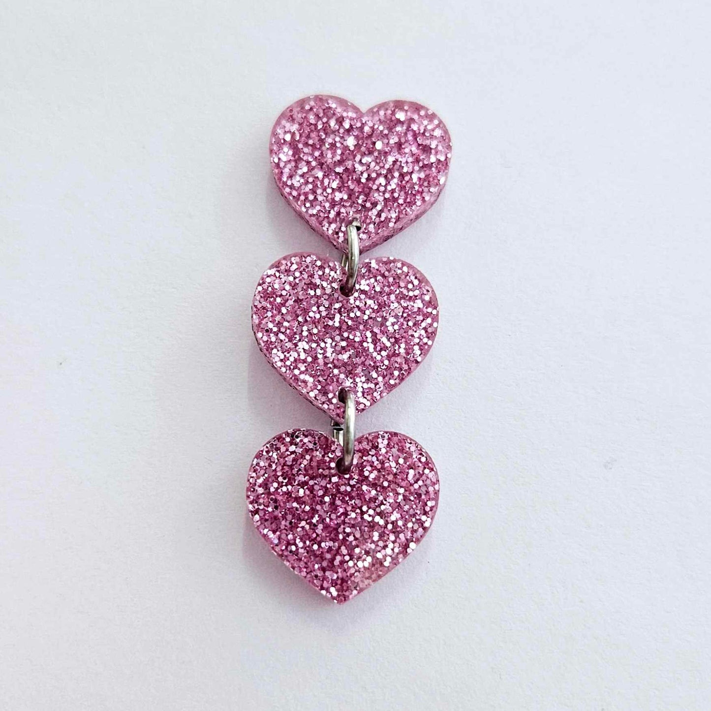 18mm PINK GLITTER 3 LAYERED Acrylic Hearts