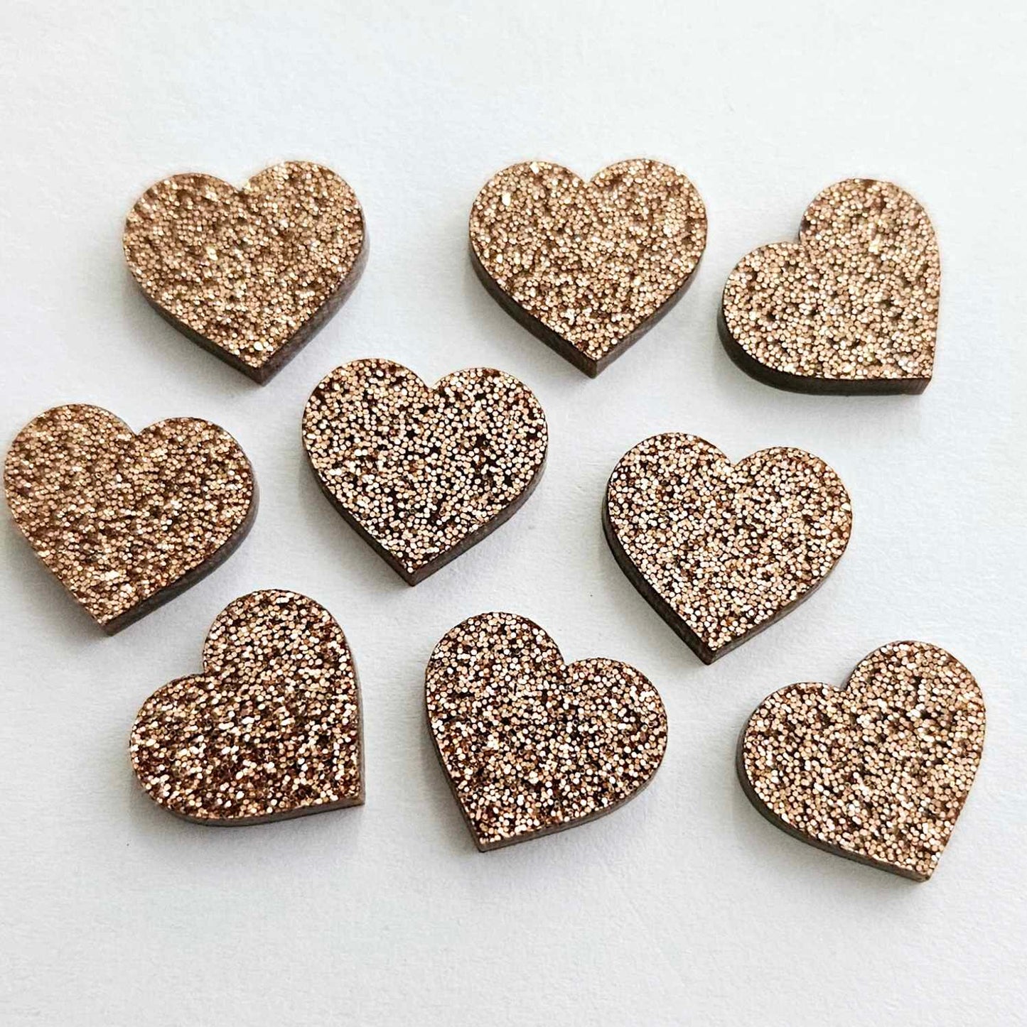 14mm COPPER GLITTER Acrylic HEARTS<br>